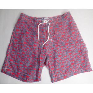 Trunks Mens L Surf & Swim‎ Swim Suit Shorts Red aqua geometric Print Trendy